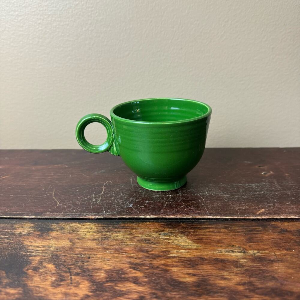 FiestaWare Vintage Round Handle Pedestal Tea Cup Coffee Cup‎ MEDIUM GREEN